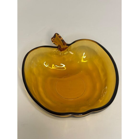 VTG Hazel Atlas Amber Apple Serving, Candy Dish Bowl Home Decor MCM Style - Picture 3 of 5